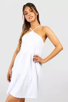Платье-платье с халтером Boohoo, белый