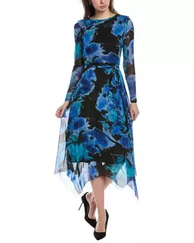 Платье-платок миди Anne Klein, синий