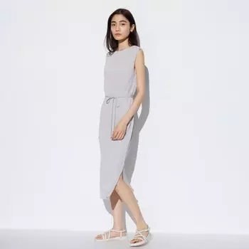 Платье плиссе Uniqlo, светло - серый