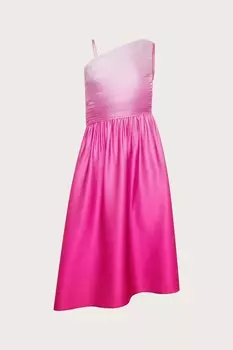 Платье плиссированное атласное омбре Monsoon, розовый