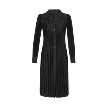 Платье плиссированное Deep Breath с длинными рукавами, черный