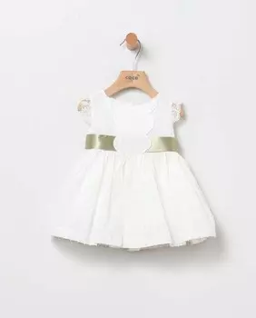 Платье плюмети для девочки с кружевом Coco Acqua, зеленый