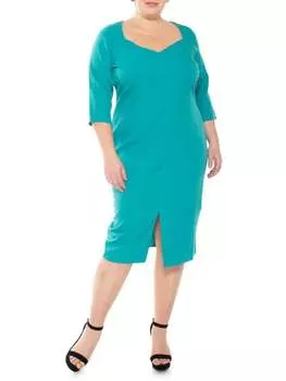 Платье Plus Alexia Admor миди с вырезом сердечком, голубой
