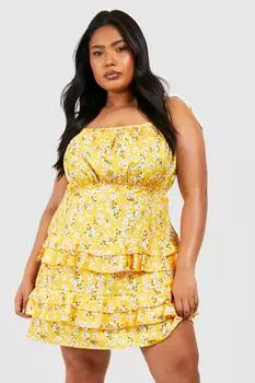 Платье plus ditsy с цветочным платьем Boohoo, желтый