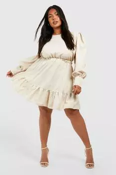 Платье плюс из поплин Boohoo, серый