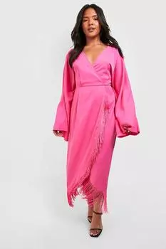 Платье Plus с кисточками и запахом boohoo, розовый