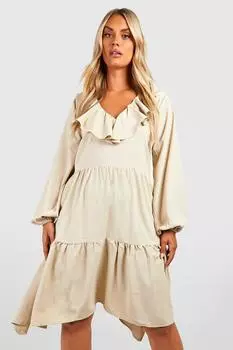 Платье плюс с рубками Boohoo, серый