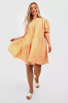 Платье plus с текстюрной мячающей связью Boohoo, оранжевый