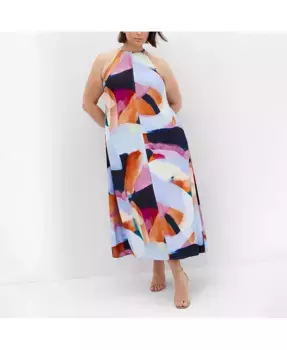 Платье Plus Size Aspect Level CITY CHIC, синий