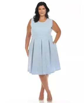 Платье Plus Size Fit and Flare White Mark, синий