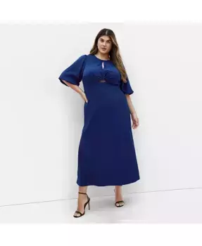Платье Plus Size Ines с объемными рукавами CITY CHIC, синий