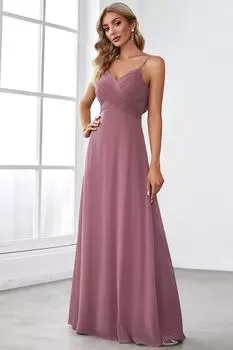 Платье подружки невесты длиной до пола с драпировкой в форме сердца Ever Pretty, розовый