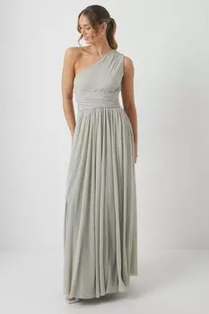 Платье подружки невесты из эластичной сетки с запахом на одно плечо Coast, зеленый