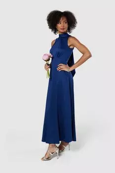 Платье подружки невесты с высоким воротником Closet London, синий