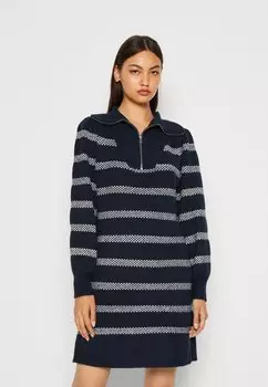 Платье Point Pieces PCJADINA HALF ZIP DRESS, темно-синий/кремовый