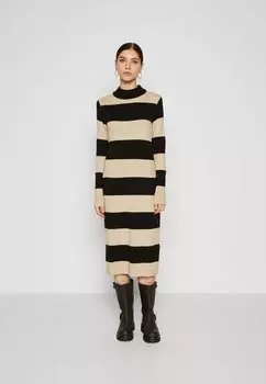 Платье Point VILA ПЛАТЬЕ МИДИ VIRIL CREWNECK STRIPED, цвет natural melange/black