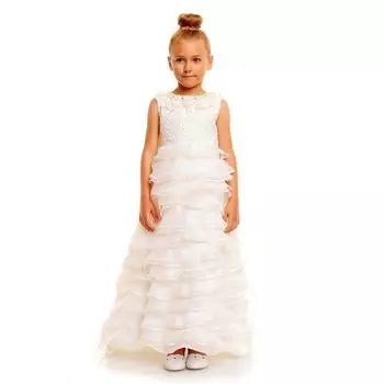 Платье полной длины с длинным шлейфом Cinda, белый