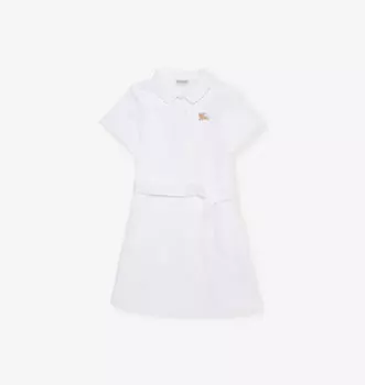 Платье-Поло Astrid ekd из хлопка-пике с вышивкой 3-14 лет Burberry, белый