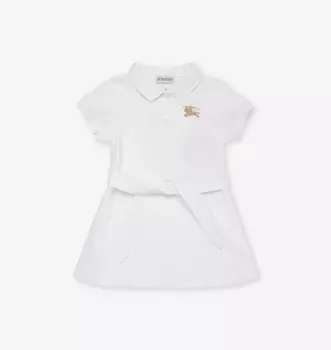 Платье-Поло Astrid из хлопка-пике с вышивкой от 6 месяцев до 2 лет Burberry, белый
