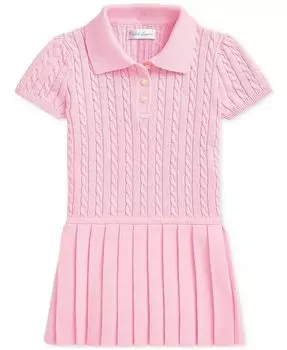 Платье-поло для девочек с косичной вязкой Polo Ralph Lauren, розовый