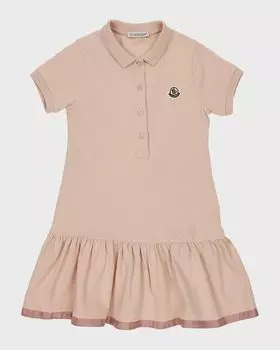 Платье-поло для девочек с нашивкой-логотипом Moncler, цвет Pink