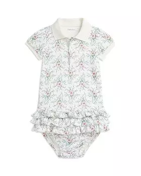 Платье-поло и шаровары из хлопка с цветочным принтом для девочек Polo Girls - Baby Ralph Lauren, розовый