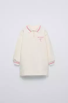 Платье-поло из флиса ZARA, экрю