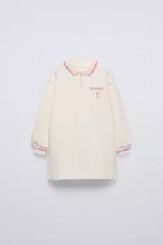 Платье-поло из флиса ZARA, экрю
