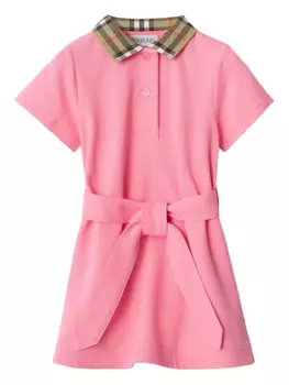 Платье-поло из хлопка Burberry Kids, розовый