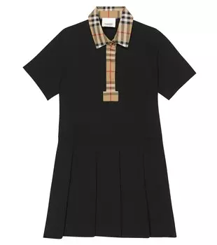 Платье-поло из хлопка в клетку Vintage Check Burberry, черный