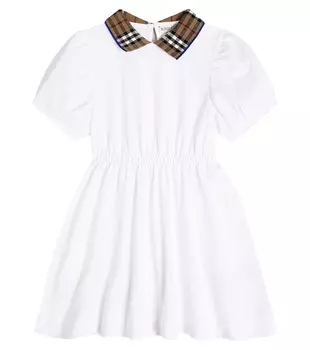 Платье-поло из хлопкового пике Burberry Kids, белый