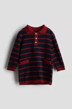 Платье-Поло из хлопкового трикотажа H&M, синий