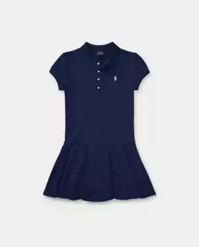 Платье-поло из пике для девочек Polo Ralph Lauren, тёмно-синий
