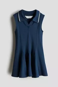 Платье-Поло из пике со складками-годе H&M, синий