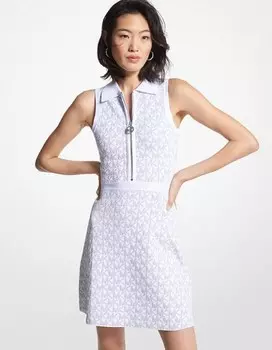 Платье поло из жаккарда с металлическим логотипом Michael Michael Kors Metallic Logo Jacquard Polo, белый