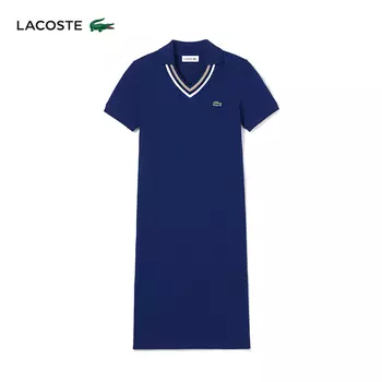 Платье-поло Lacoste с V-образным вырезом, темно-синий