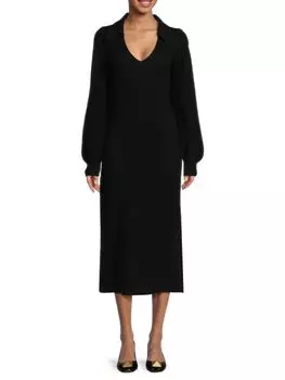 Платье-поло Midaxi из смесовой шерсти Filoro, черный