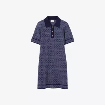 Платье-Поло мини с жаккардовым узором и монограммой Claudie Pierlot, синий