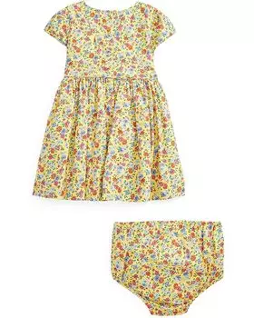 Платье Polo Ralph Lauren Floral Cotton Poplin Dress & Bloomer, цвет Yellow Multi