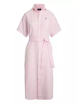 Платье Polo Ralph Lauren из льна с короткими рукавами, розовый
