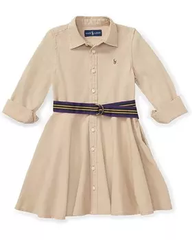 Платье Polo Ralph Lauren Kids Belted Cotton Chino Shirtdress, цвет Classic Khaki