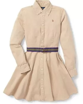Платье Polo Ralph Lauren Kids Belted Cotton Chino Shirtdress, цвет Classic Khaki