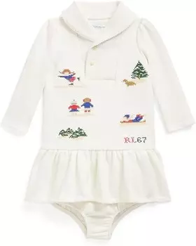 Платье Polo Ralph Lauren Kids Fair Isle Shawl Cotton Dress & Bloomer, цвет Nevis