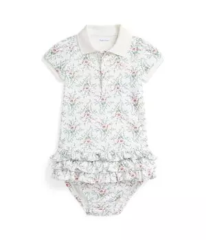 Платье Polo Ralph Lauren Kids Floral Cotton Polo Dress & Bloomer, цвет Kelley Floral/Pink Pony Player