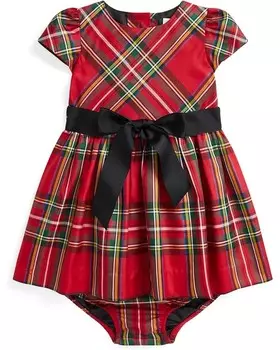 Платье Polo Ralph Lauren Kids Plaid Twill Dress & Bloomer, цвет 150 Red Black Multi