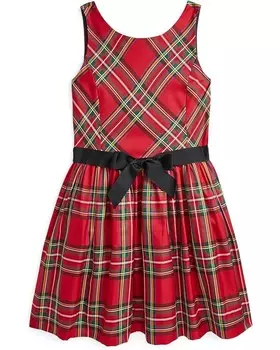 Платье Polo Ralph Lauren Kids Plaid Twill Dress, цвет 150 Red Black Multi