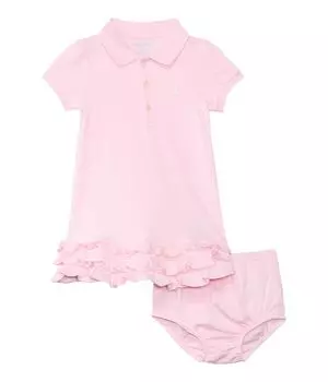 Платье Polo Ralph Lauren Kids Ruffled Cotton Polo Dress & Bloomer, цвет Bath Pink With Nevis Pp