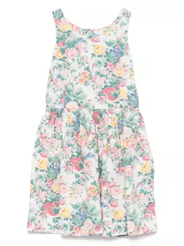 Платье POLO RALPH LAUREN KIDS с цветочным принтом, белый