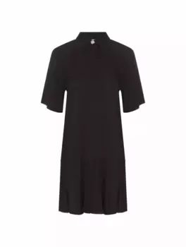 Платье-поло с оборками Ganni, черный