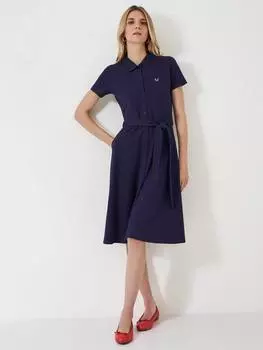 Платье-поло с поясом Crew Clothing, цвет Navy Blue